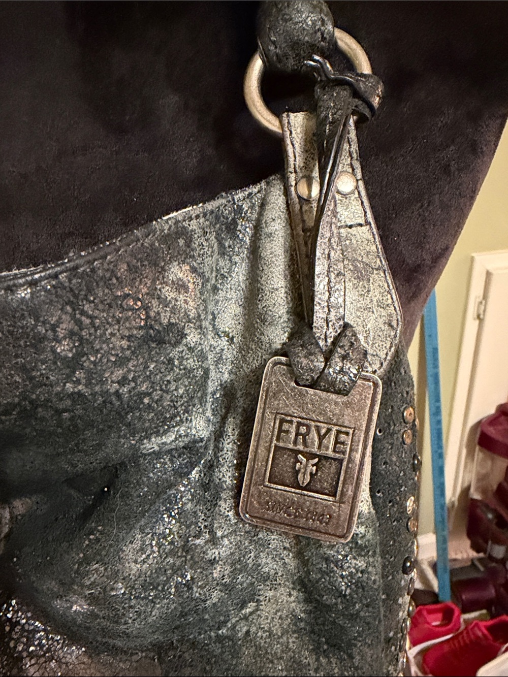 Frye Black Studded Leather Shoulder Bag - Picture 3 of 8